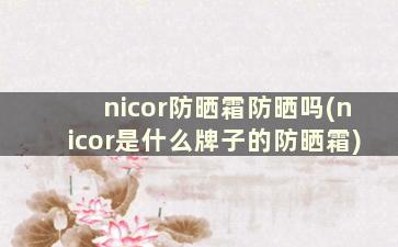 nicor防晒霜防晒吗(nicor是什么牌子的防晒霜)