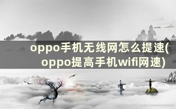 oppo手机无线网怎么提速(oppo提高手机wifi网速)