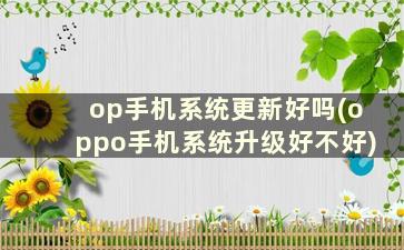 op手机系统更新好吗(oppo手机系统升级好不好)