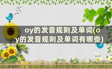 oy的发音规则及单词(oy的发音规则及单词有哪些)