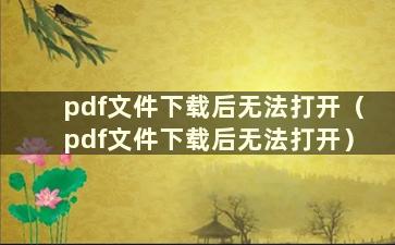 pdf文件下载后无法打开（pdf文件下载后无法打开）