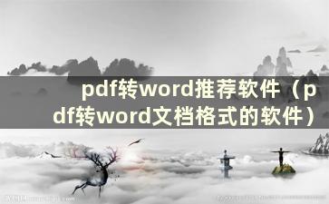 pdf转word推荐软件（pdf转word文档格式的软件）