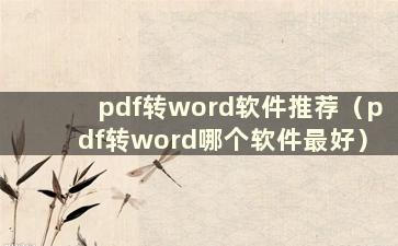 pdf转word软件推荐（pdf转word哪个软件最好）