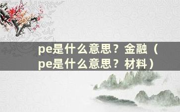 pe是什么意思？金融（pe是什么意思？材料）