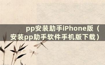 pp安装助手iPhone版（安装pp助手软件手机版下载）