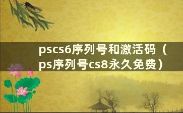 pscs6序列号和激活码（ps序列号cs8永久免费）