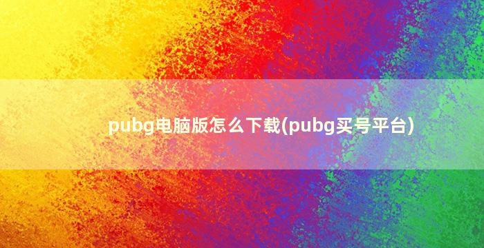 pubg电脑版怎么下载(pubg买号平台)