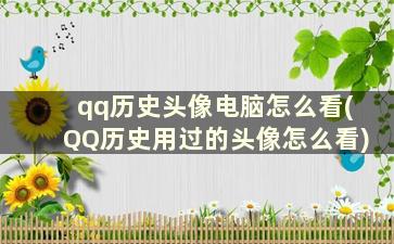 qq历史头像电脑怎么看(QQ历史用过的头像怎么看)