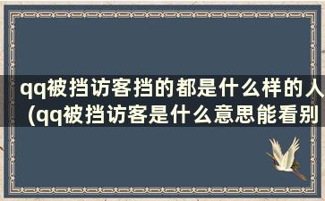 qq被挡访客挡的都是什么样的人(qq被挡访客是什么意思能看别人的相册吗)