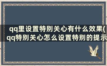 qq里设置特别关心有什么效果(qq特别关心怎么设置特别的提示音)