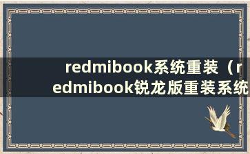 redmibook系统重装（redmibook锐龙版重装系统）