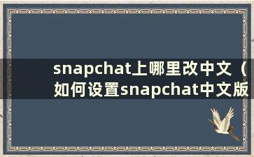 snapchat上哪里改中文（如何设置snapchat中文版）