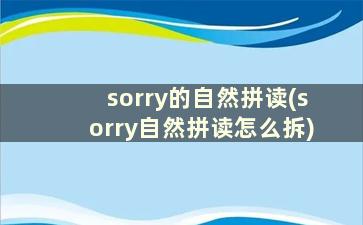 sorry的自然拼读(sorry自然拼读怎么拆)