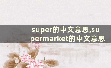 super的中文意思,supermarket的中文意思