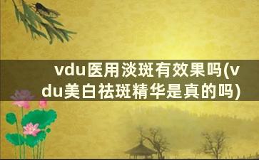 vdu医用淡斑有效果吗(vdu美白祛斑精华是真的吗)