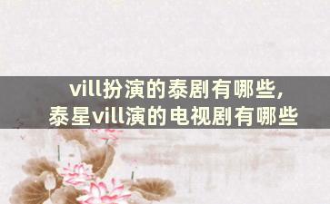 vill扮演的泰剧有哪些,泰星vill演的电视剧有哪些