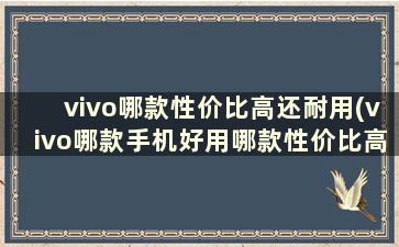 vivo哪款性价比高还耐用(vivo哪款手机好用哪款性价比高)