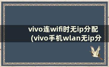 vivo连wifi时无ip分配(vivo手机wlan无ip分配)