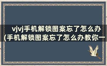 vjvj手机解锁图案忘了怎么办(手机解锁图案忘了怎么办教你一招)