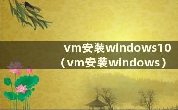 vm安装windows10（vm安装windows）