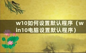 w10如何设置默认程序（win10电脑设置默认程序）