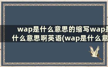 wap是什么意思的缩写wap是什么意思啊英语(wap是什么意思的缩写wap是什么意思啊英文)