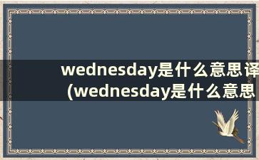 wednesday是什么意思译(wednesday是什么意思中文意思是什么)