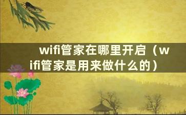 wifi管家在哪里开启（wifi管家是用来做什么的）