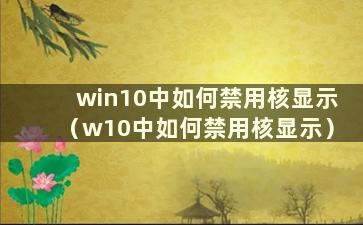 win10中如何禁用核显示（w10中如何禁用核显示）