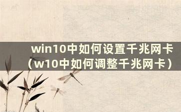 win10中如何设置千兆网卡（w10中如何调整千兆网卡）