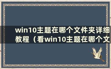 win10主题在哪个文件夹详细教程（看win10主题在哪个文件夹详细教程）