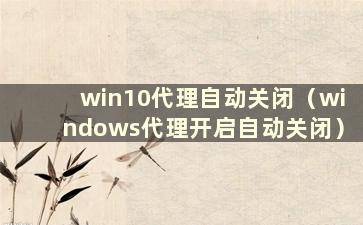 win10代理自动关闭（windows代理开启自动关闭）