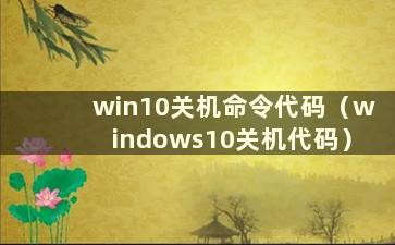 win10关机命令代码（windows10关机代码）