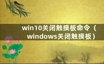 win10关闭触摸板命令（windows关闭触摸板）