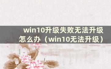 win10升级失败无法升级怎么办（win10无法升级）