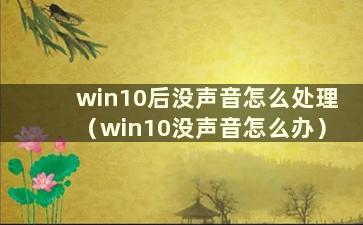 win10后没声音怎么处理（win10没声音怎么办）