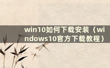 win10如何下载安装（windows10官方下载教程）