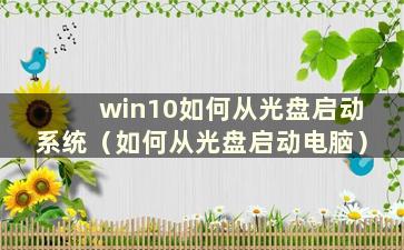 win10如何从光盘启动系统（如何从光盘启动电脑）