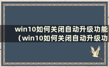 win10如何关闭自动升级功能（win10如何关闭自动升级功能）