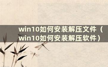 win10如何安装解压文件（win10如何安装解压软件）