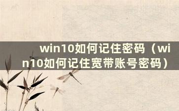 win10如何记住密码（win10如何记住宽带账号密码）