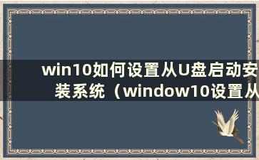 win10如何设置从U盘启动安装系统（window10设置从U盘启动）