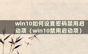 win10如何设置密码禁用启动项（win10禁用启动项）