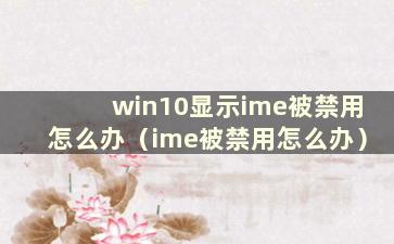 win10显示ime被禁用怎么办（ime被禁用怎么办）