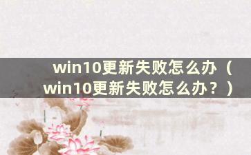 win10更新失败怎么办（win10更新失败怎么办？）