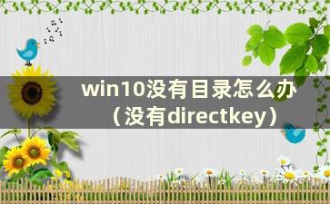 win10没有目录怎么办（没有directkey）