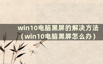 win10电脑黑屏的解决方法（win10电脑黑屏怎么办）