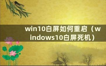 win10白屏如何重启（windows10白屏死机）