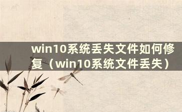 win10系统丢失文件如何修复（win10系统文件丢失）