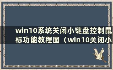 win10系统关闭小键盘控制鼠标功能教程图（win10关闭小键盘）